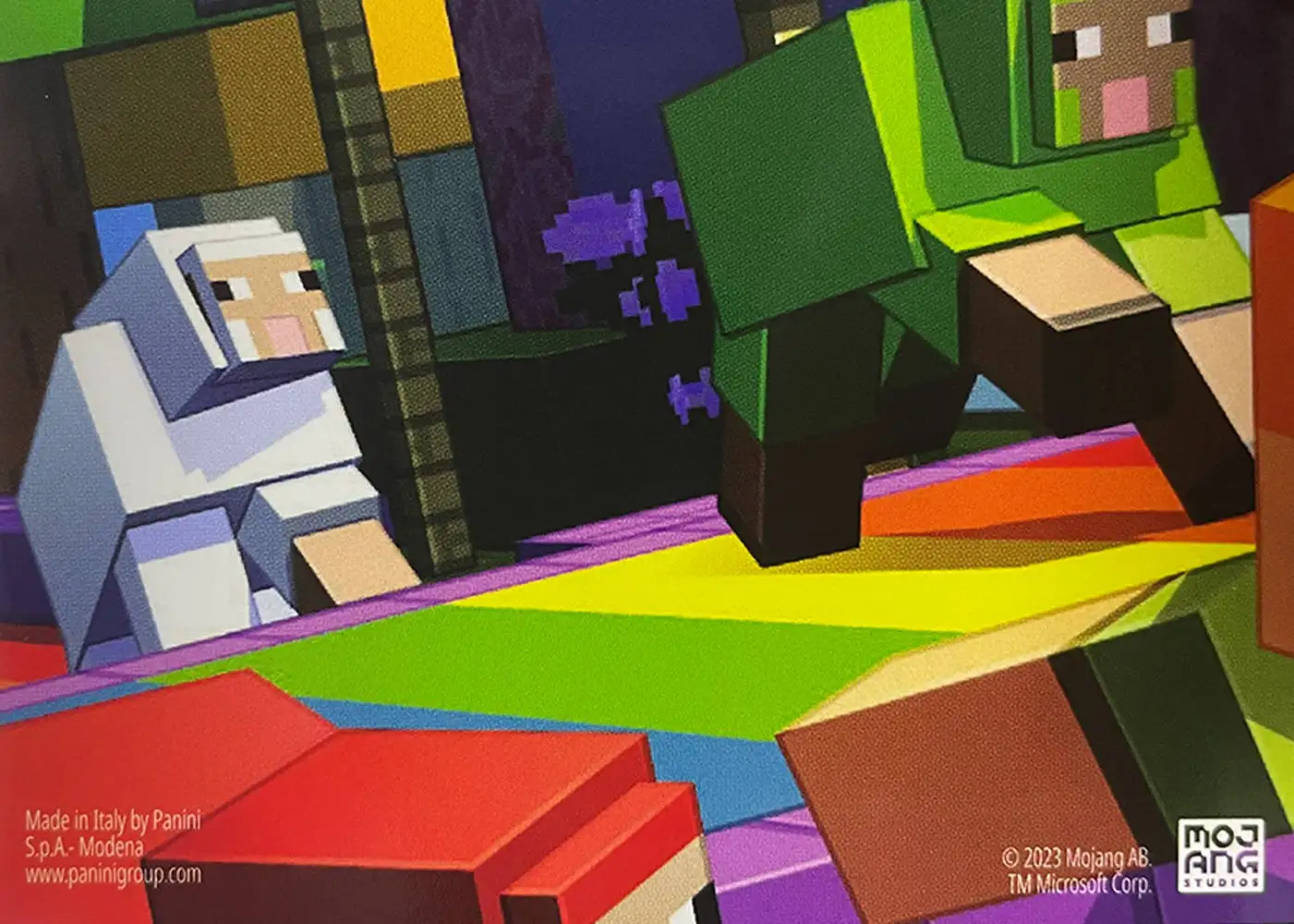 With the leftover wool, Alex builds a beautiful rainbow (Pixel) card back