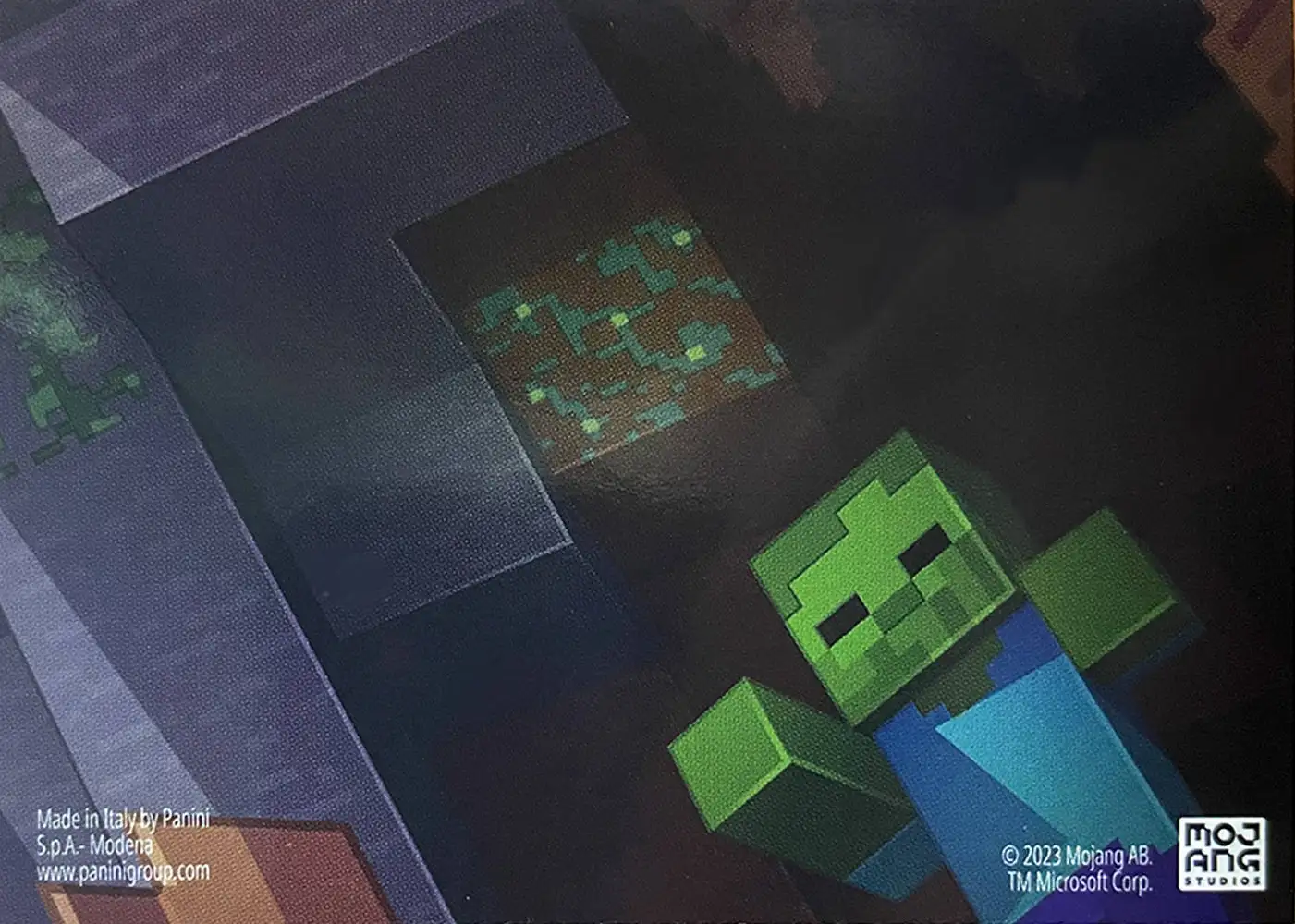 Steve doesn't realise that a skeleton has raised its bow and is aiming an arrow at him (Pixel) card back