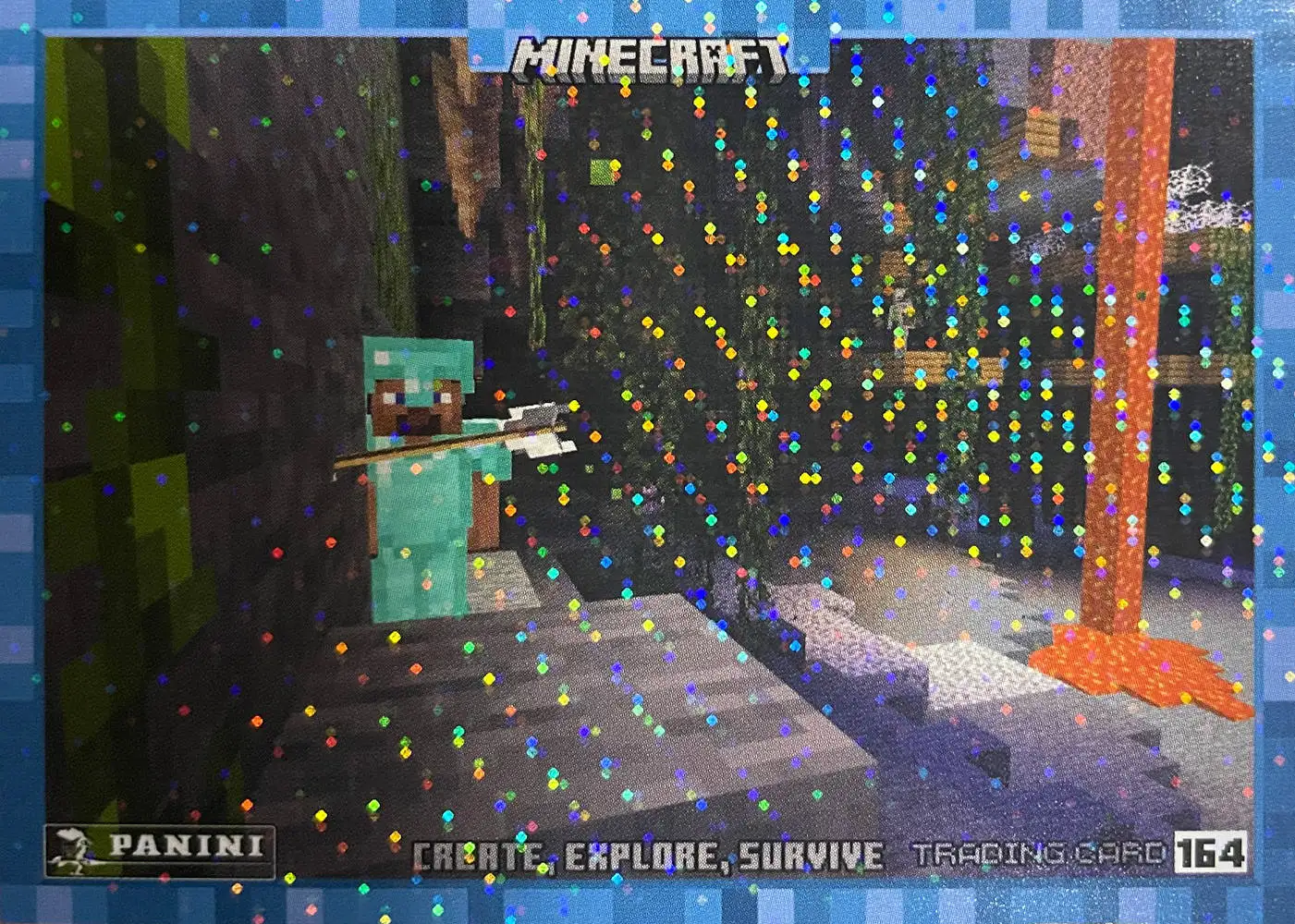 The skeleton's arrow almost hit Steve, but Steve has no idea where it came from card front
