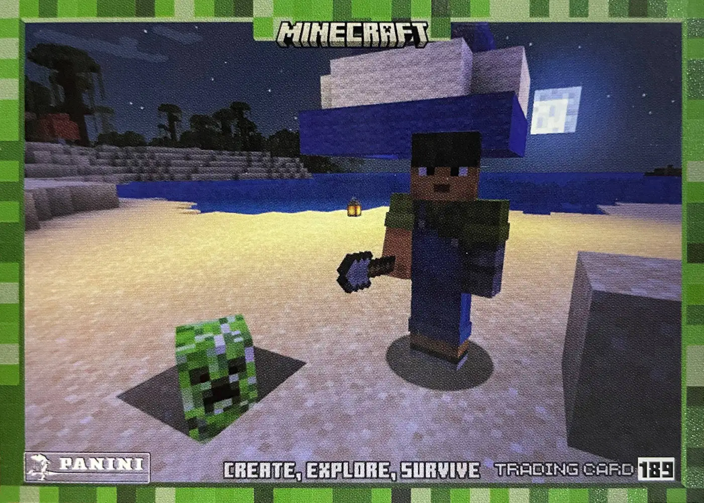 Angry, Sunny buries the creeper in the sand card front