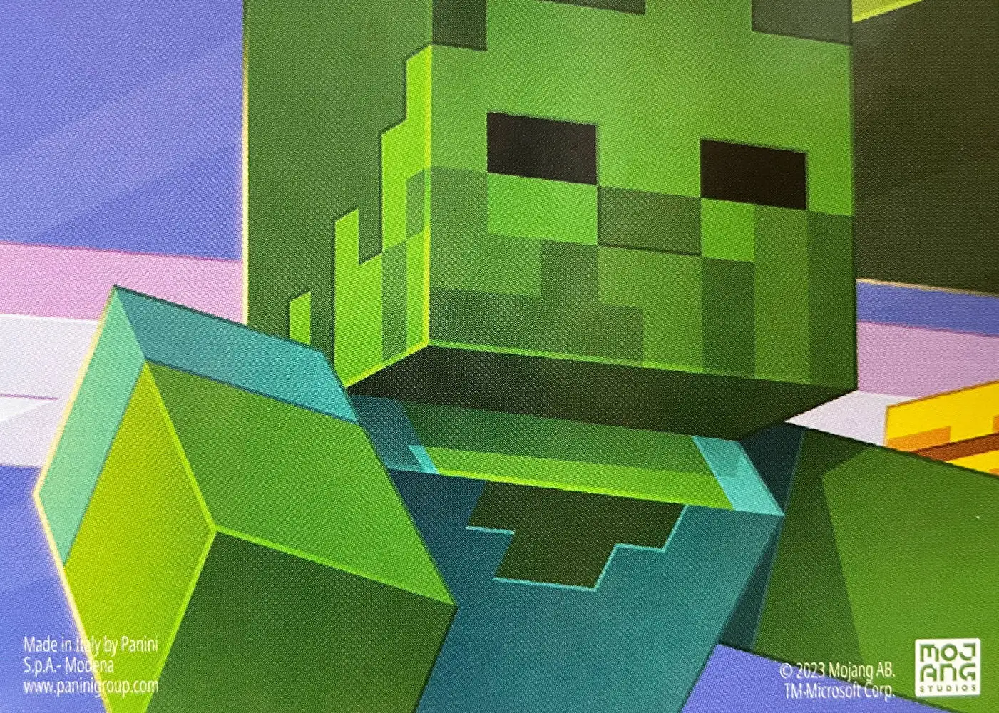 Yep, you guessed it... a creeper pops up and down goes Sunny, straight into the lava! (Regular) card back