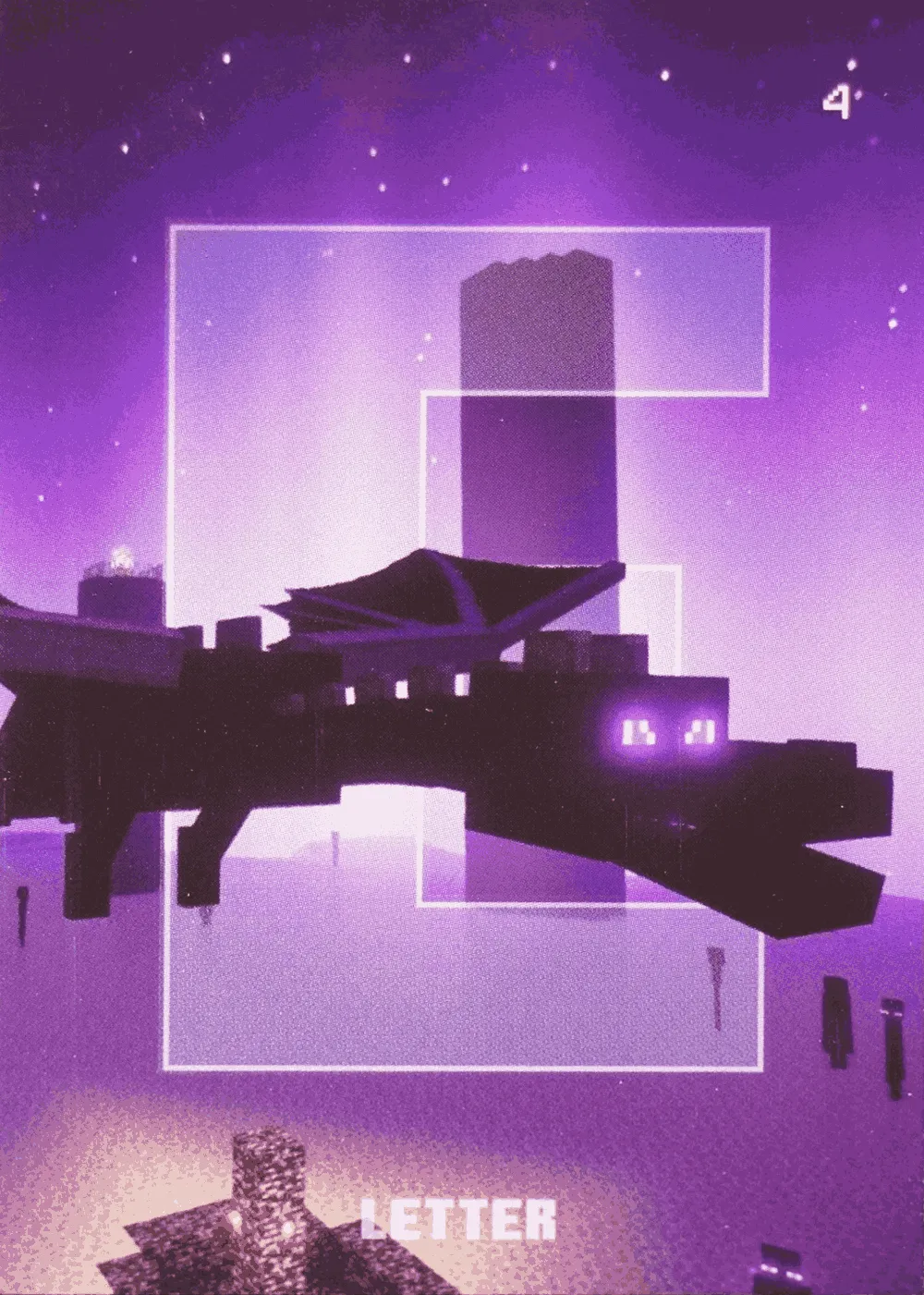 E Enderman, Ender Dragon, End City, Efe, Emerald card front