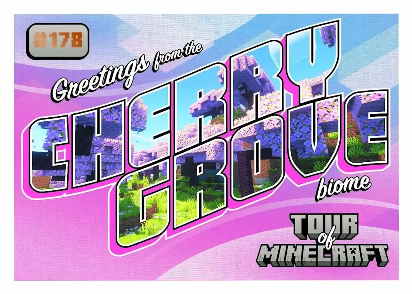 Greetings from the Cherry Grove Biome card front