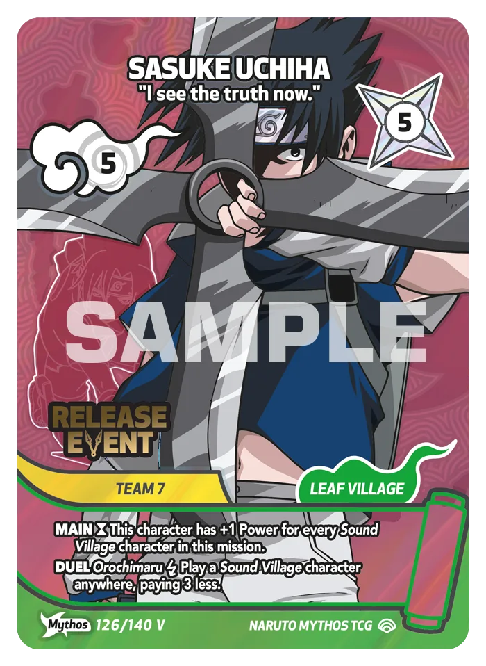 Sasuke Uchiha (Mythos V2, Release Event) card front