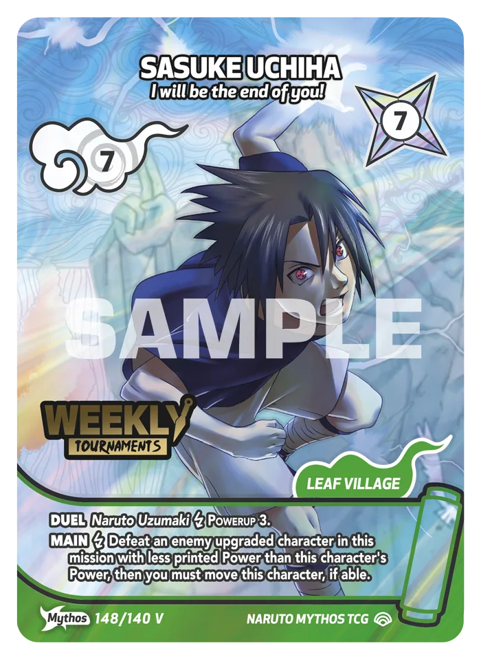 Sasuke Uchiha (Mythos V2, Weekly Tournaments) card front