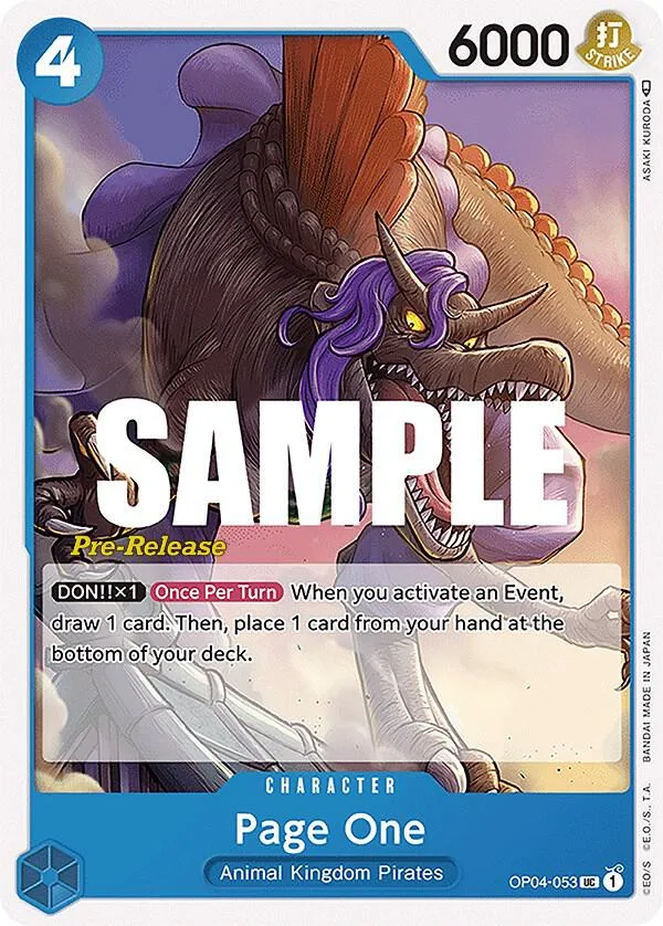 Page One card front