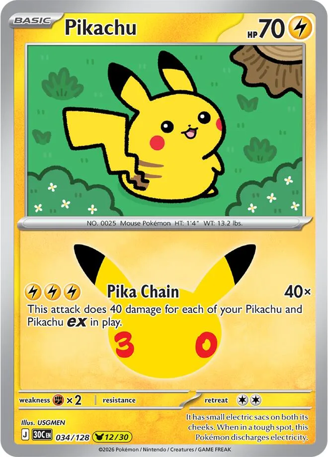Pikachu card front