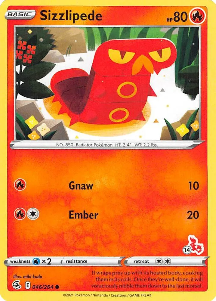 Sizzlipede (#14 Cinderace Stamped) card front