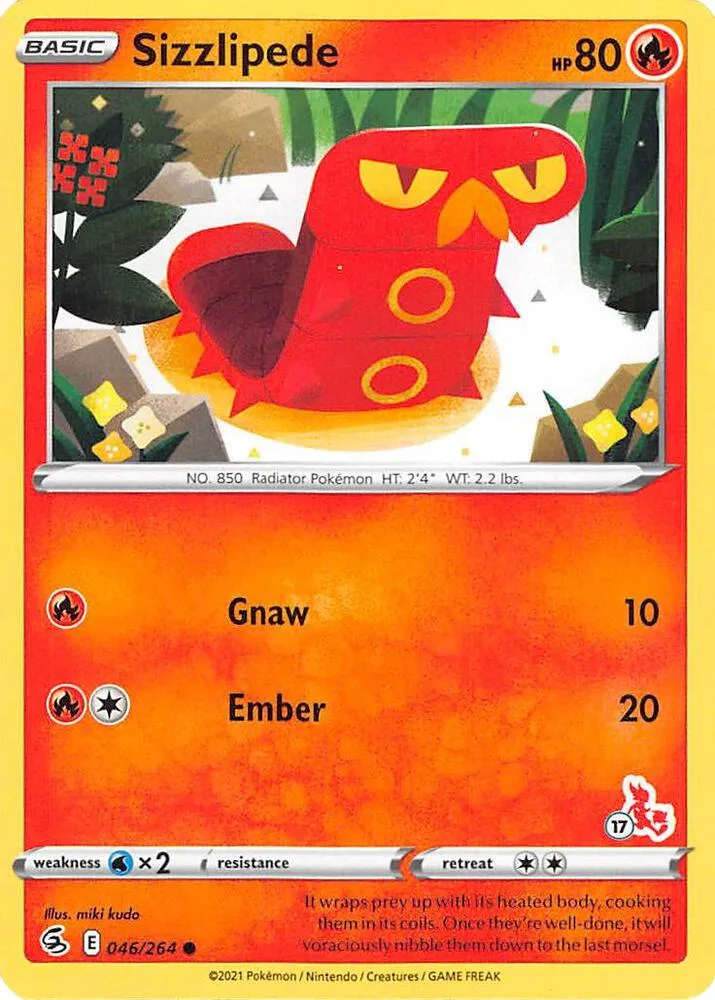 Sizzlipede (#17 Cinderace Stamped) card front