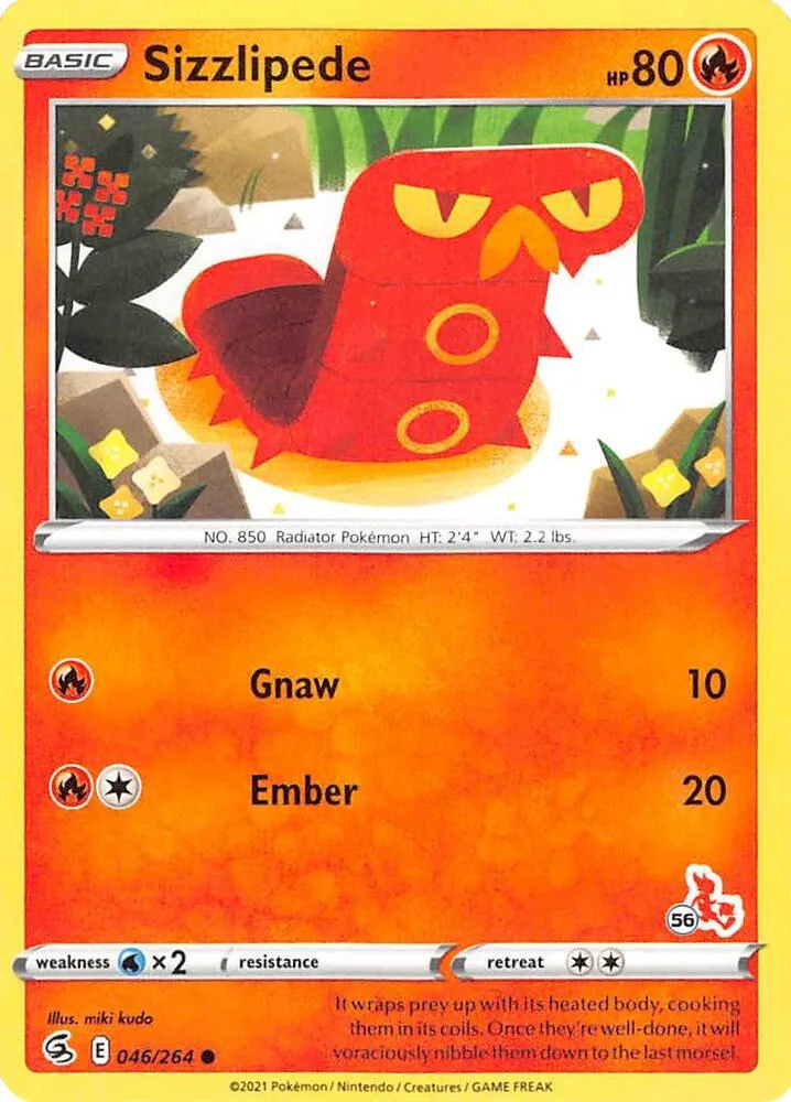 Sizzlipede (#56 Cinderace Stamped) card front