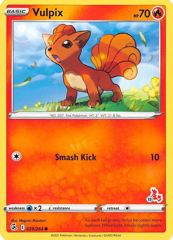 Vulpix (#13 Cinderace Stamped) card front