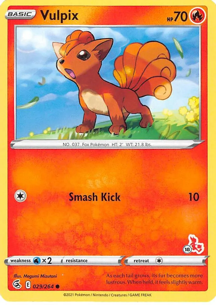 Vulpix (#18 Cinderace Stamped) card front