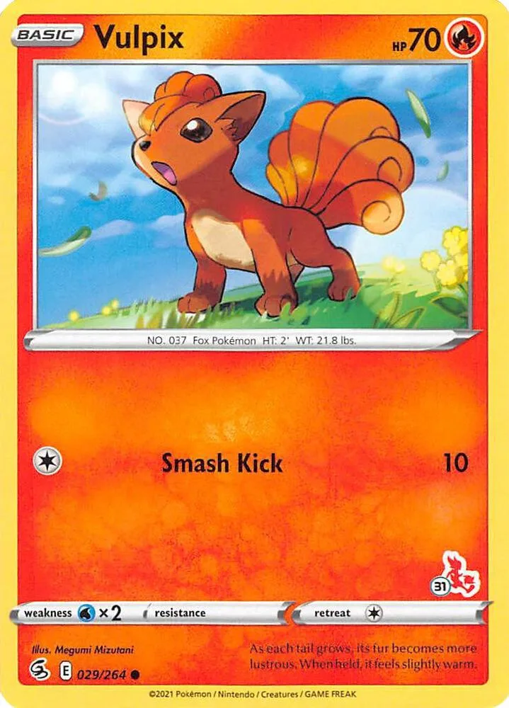 Vulpix (#31 Cinderace Stamped) card front