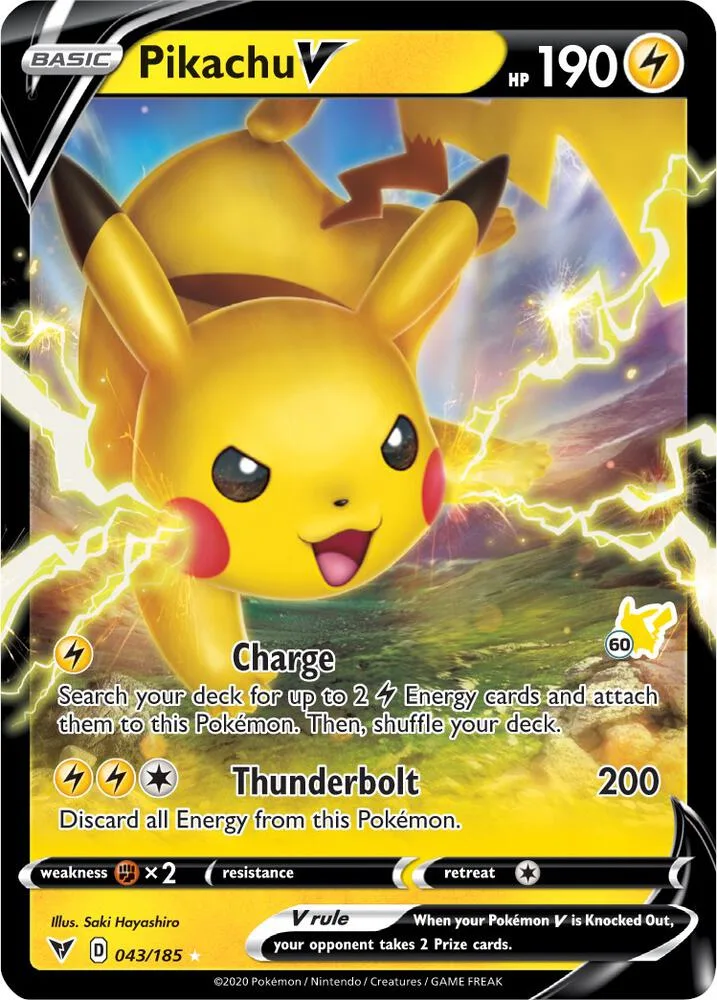 Pikachu V (#60 Pikachu Stamped) card front