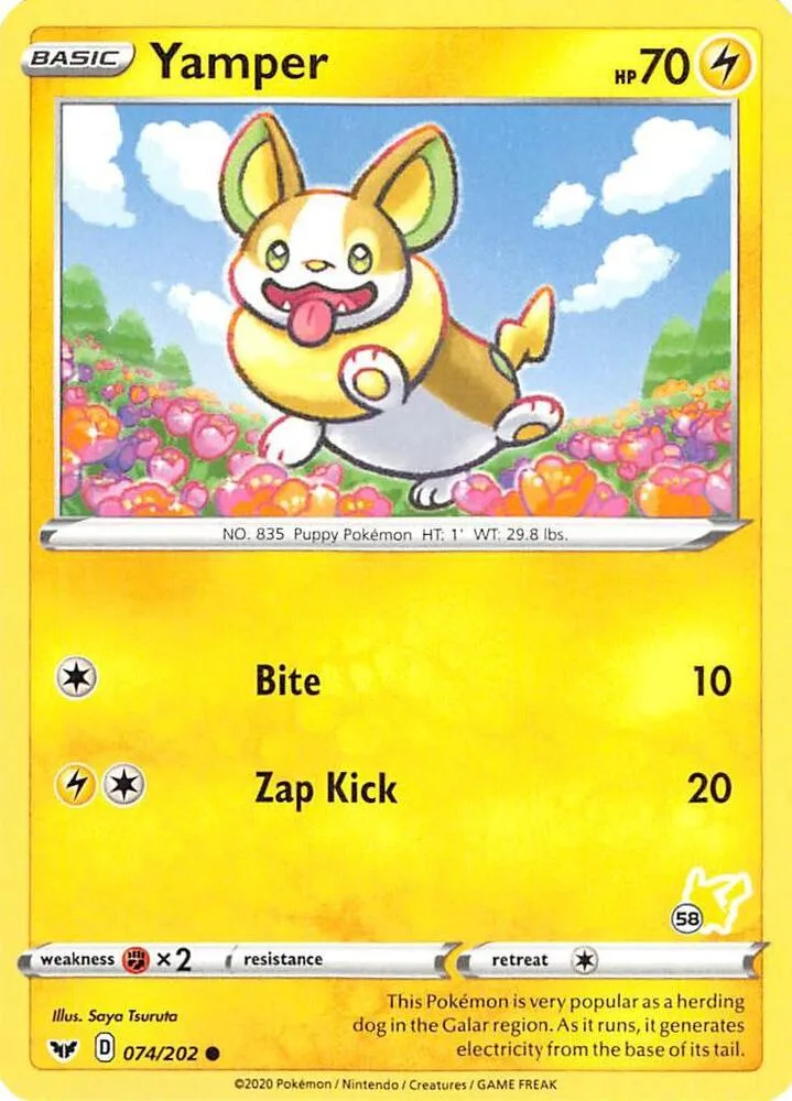 Yamper (#58 Pikachu Stamped) card front