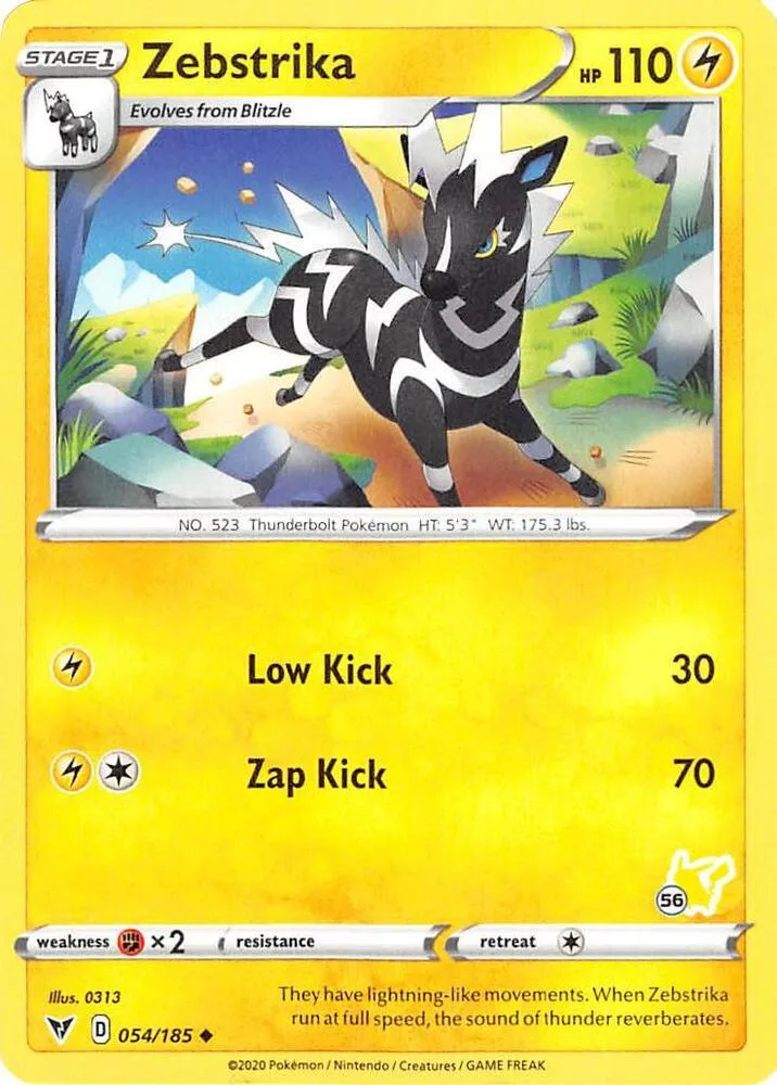 Zebstrika (#56 Pikachu Stamped) card front