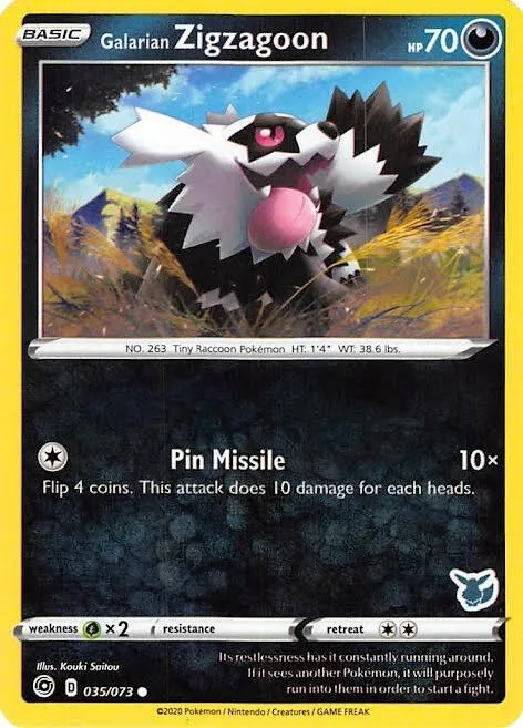 Galarian Zigzagoon (Eevee Stamped) card front