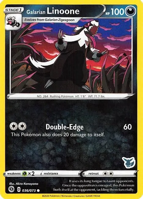 Galarian Linoone (Eevee Stamped) card front