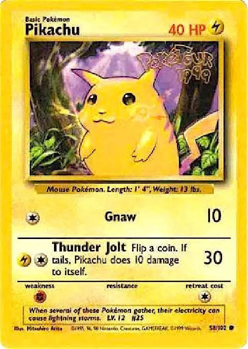 Pikachu PokeTour 1999 Stamp card