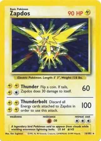 Zapdos card front
