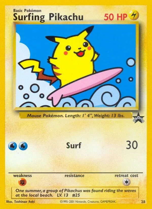 Surfing Pikachu card front