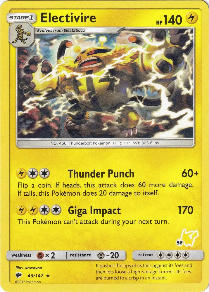 Electivire- (#32 Pikachu Stamped) card front
