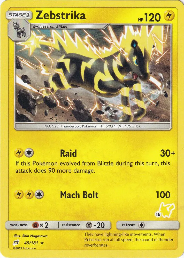 Zebstrika (#16 Pikachu Stamped) card front
