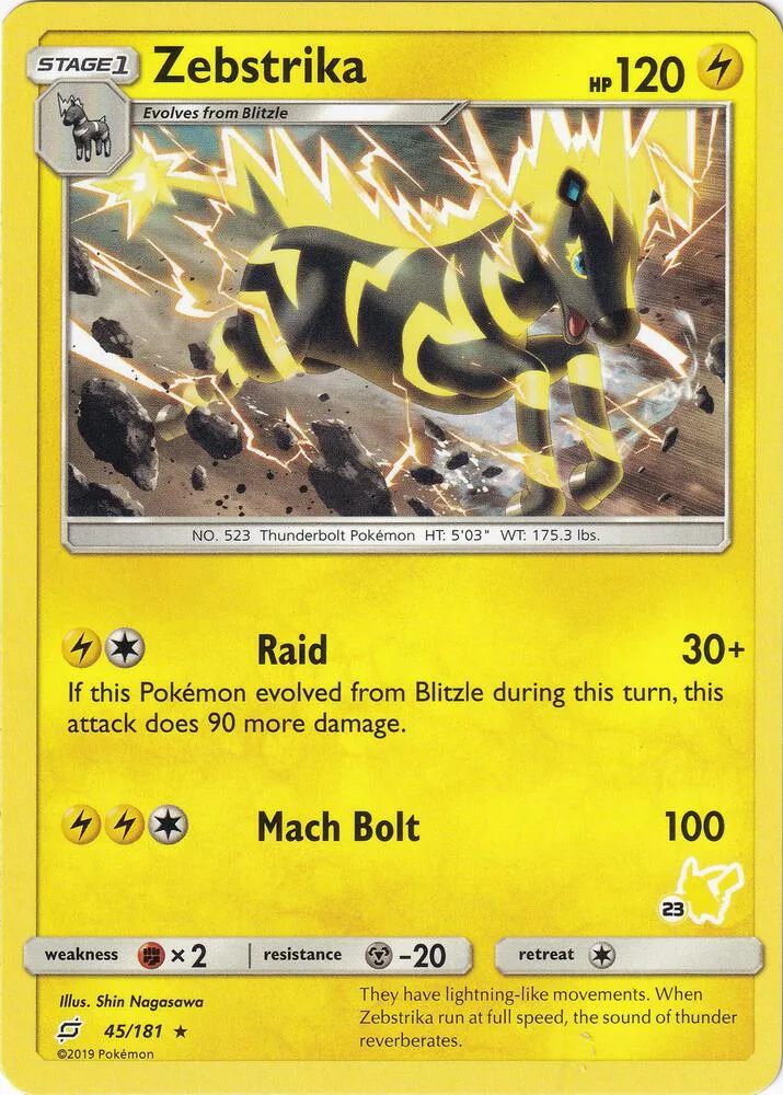 Zebstrika (#23 Pikachu Stamped) card front
