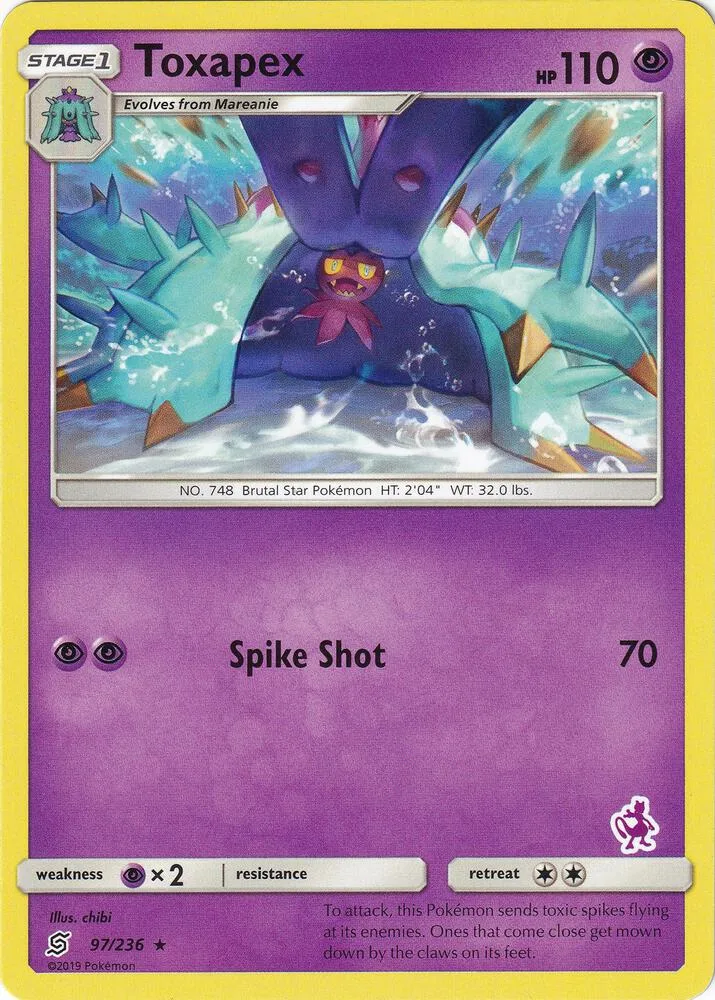 Toxapex (Mewtwo Stamped) card front