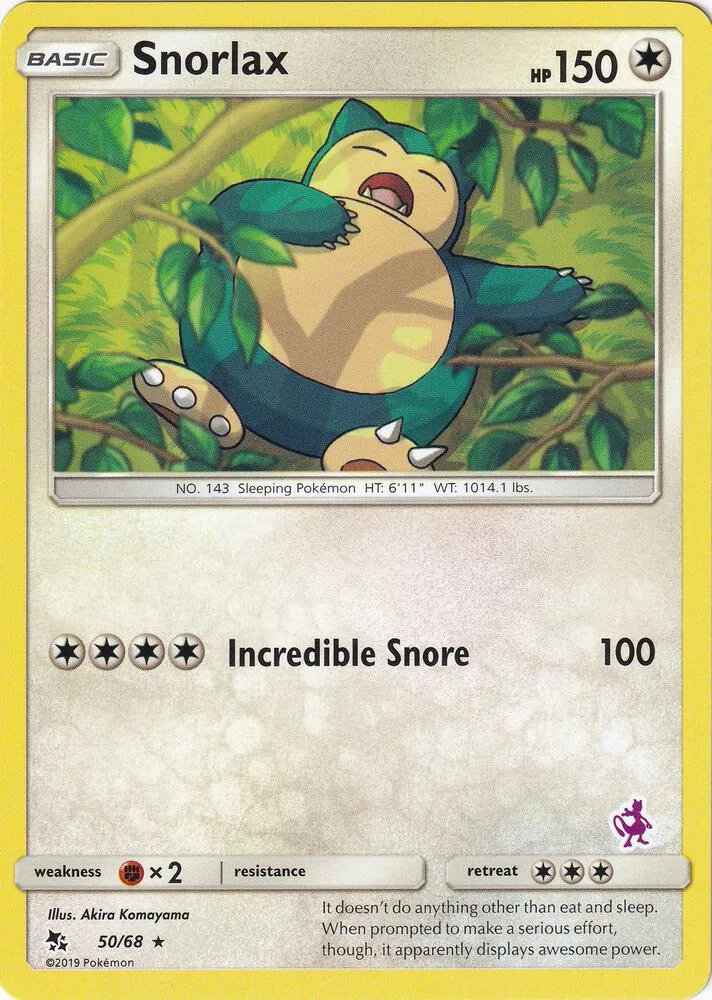Snorlax (Mewtwo Stamped) card front