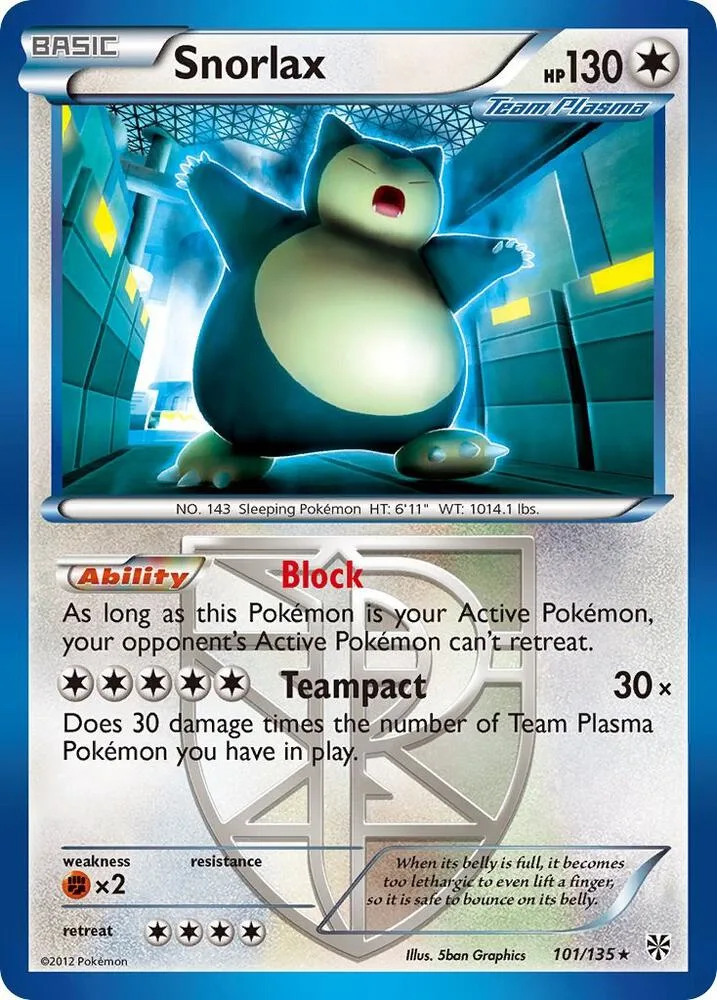 Snorlax (Team Plasma) Reverse Holofoil card
