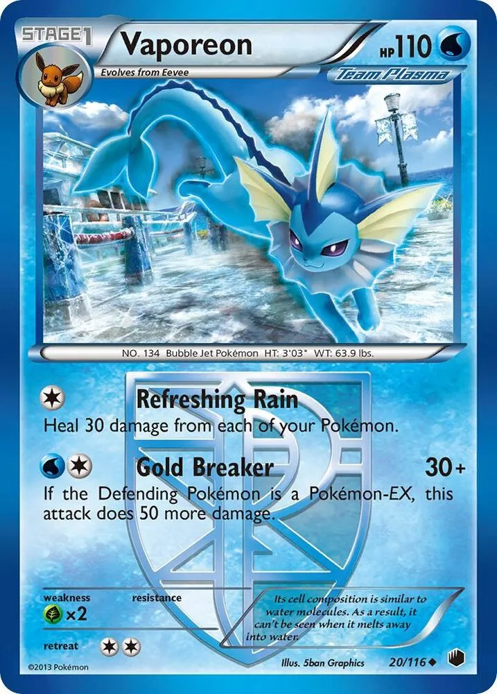 Vaporeon (Team Plasma) card front