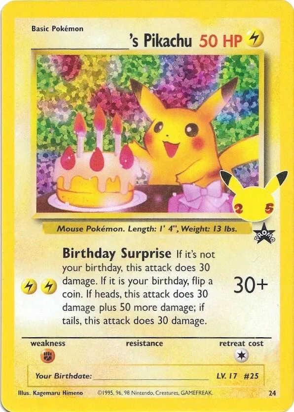 ______'s Pikachu card front
