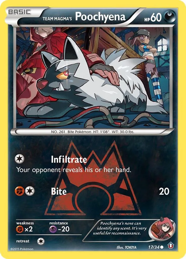 Team Magma's Poochyena card front