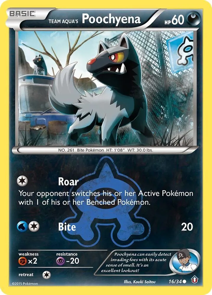 Team Aqua's Poochyena card front