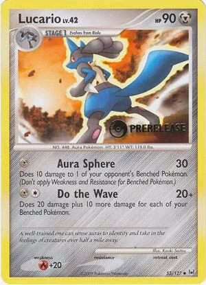 Lucario (Prerelease) card front