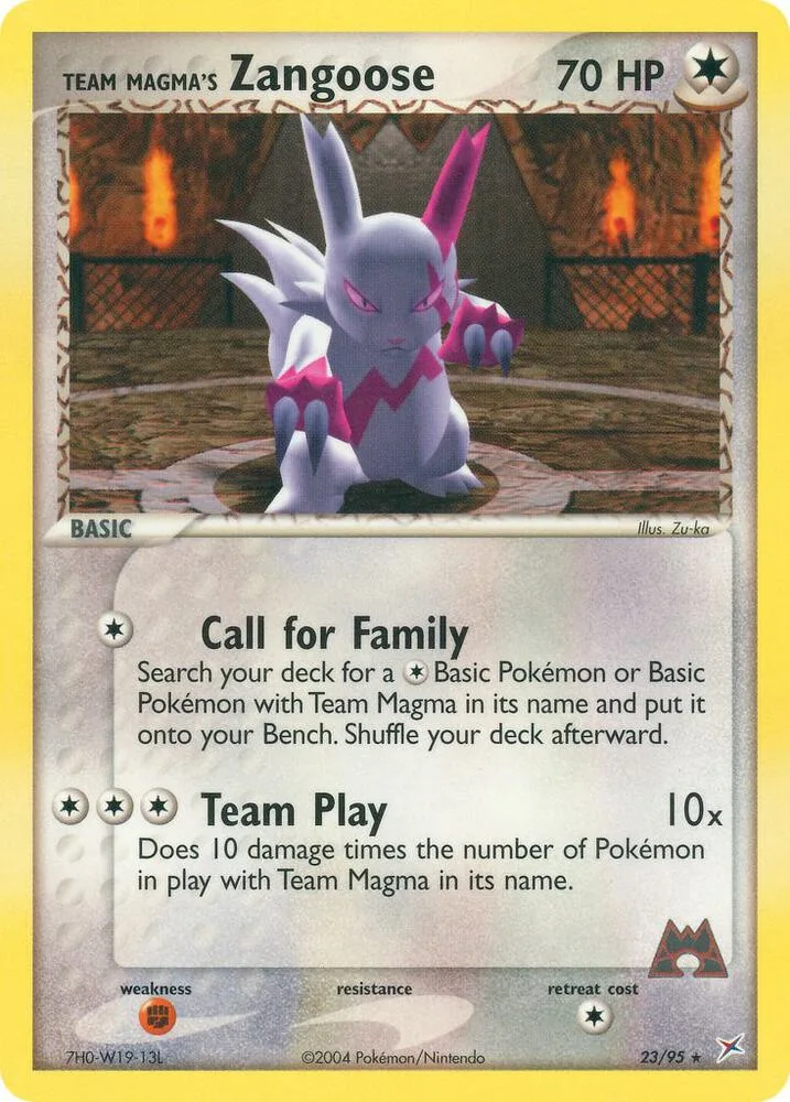 Team Magma's Zangoose card front