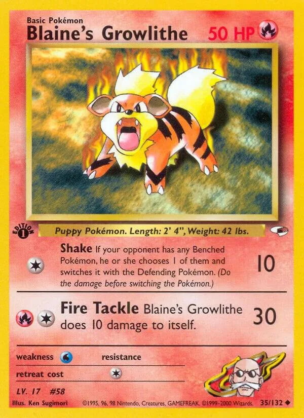Blaine's Growlithe card front