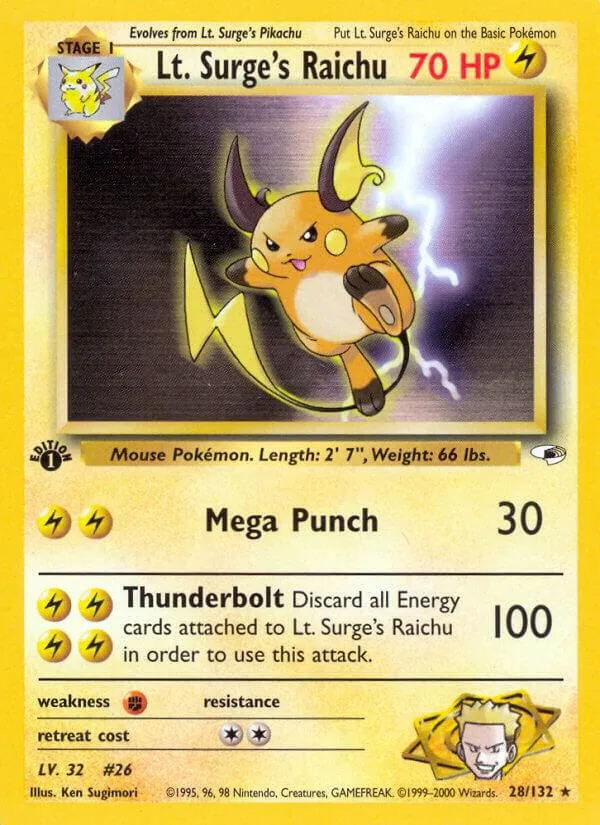 Lt. Surge's Raichu card front