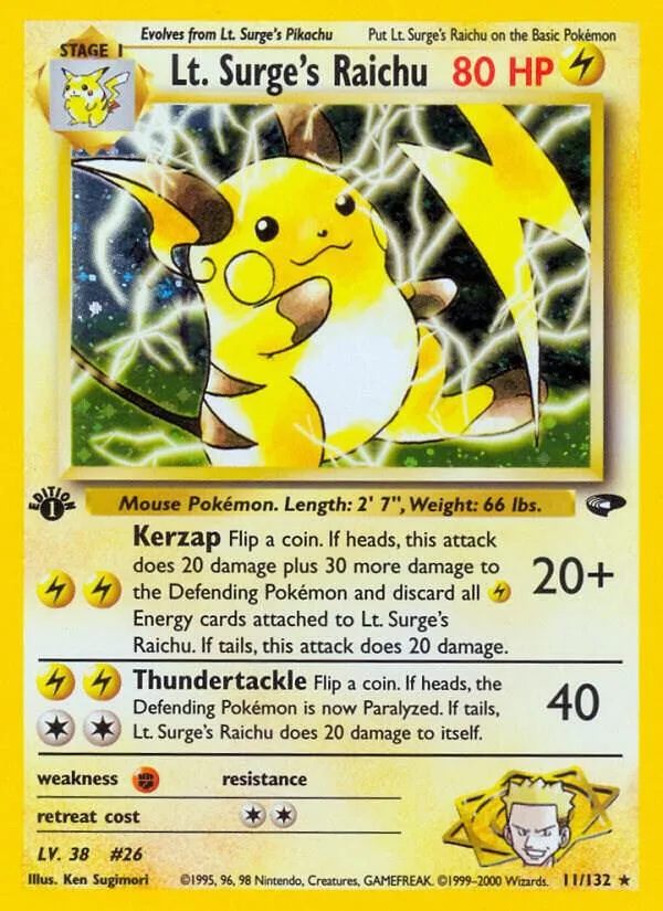 Lt. Surge's Raichu card front