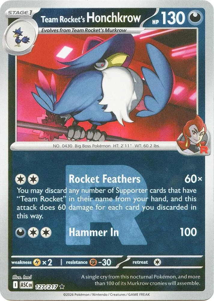 Team Rocket's Honchkrow (Team Rocket Pattern) thumbnail