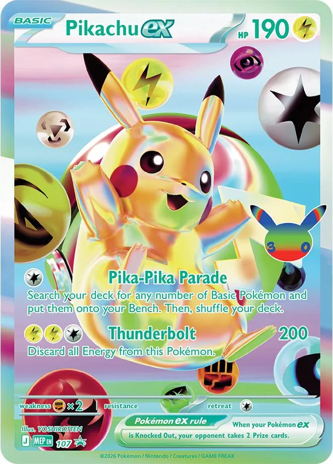Pikachu ex (30th Celebration) Holofoil card