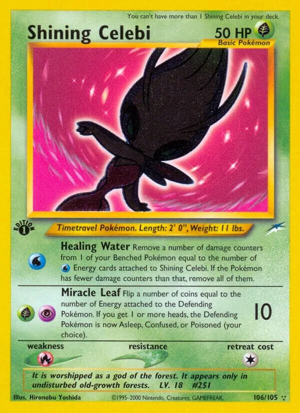 Shining Celebi 1st Edition Holofoil card