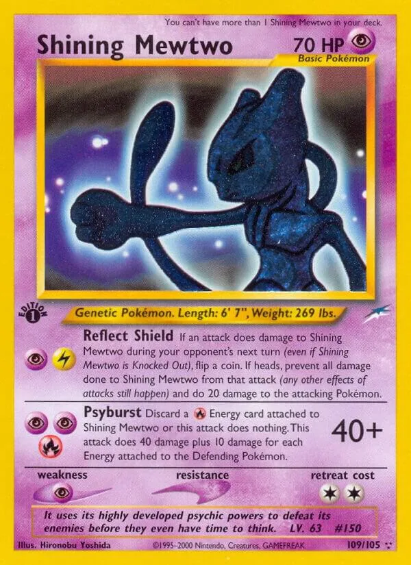 Shining Mewtwo Unlimited Holofoil card