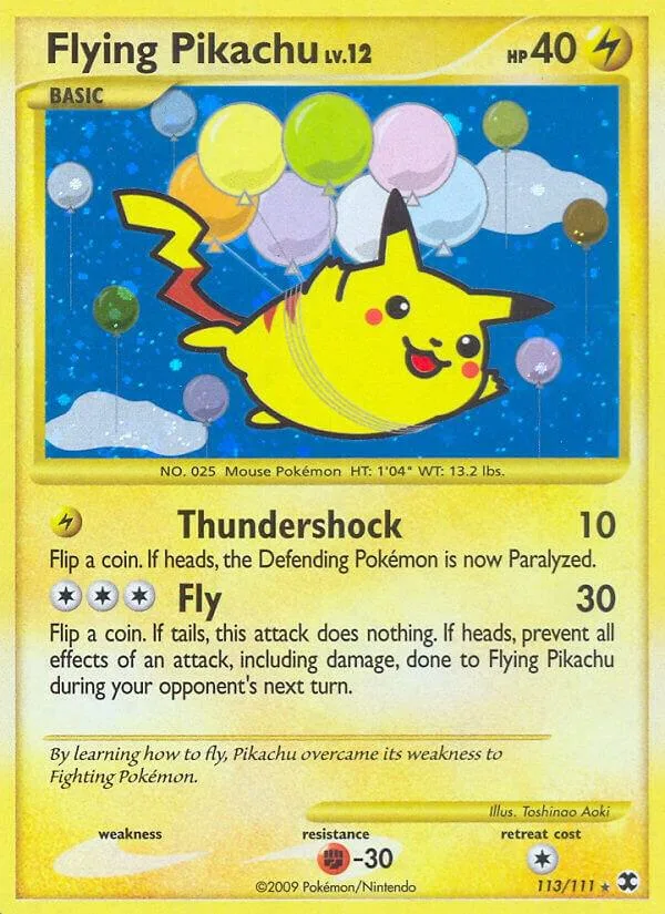 Flying Pikachu Holofoil card
