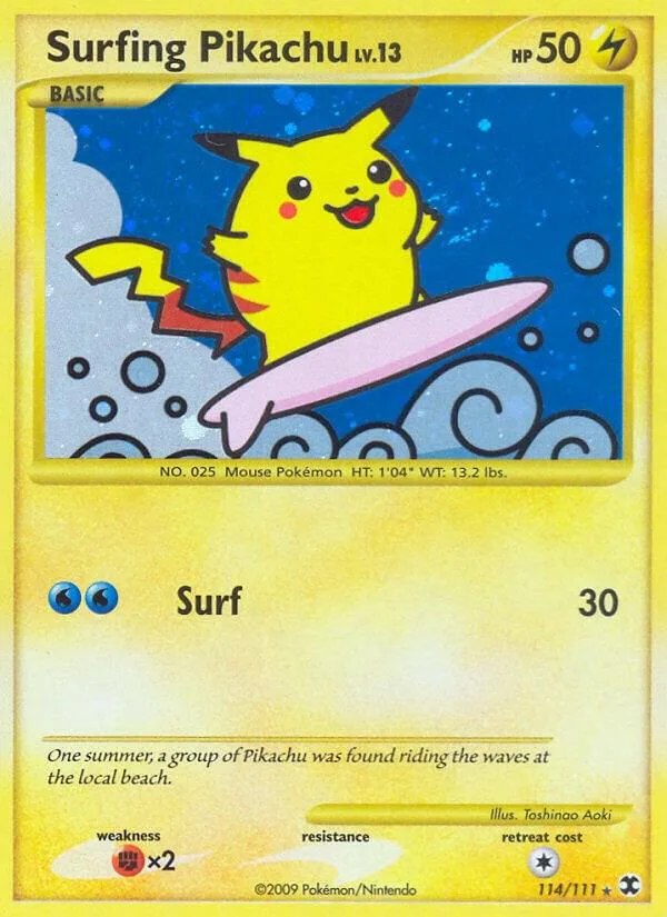 Surfing Pikachu Holofoil card