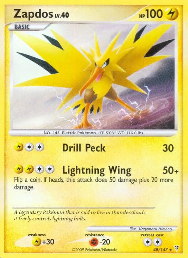 Zapdos card front