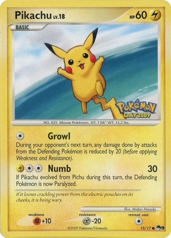 Pikachu (Pokemon Day 2009) card front