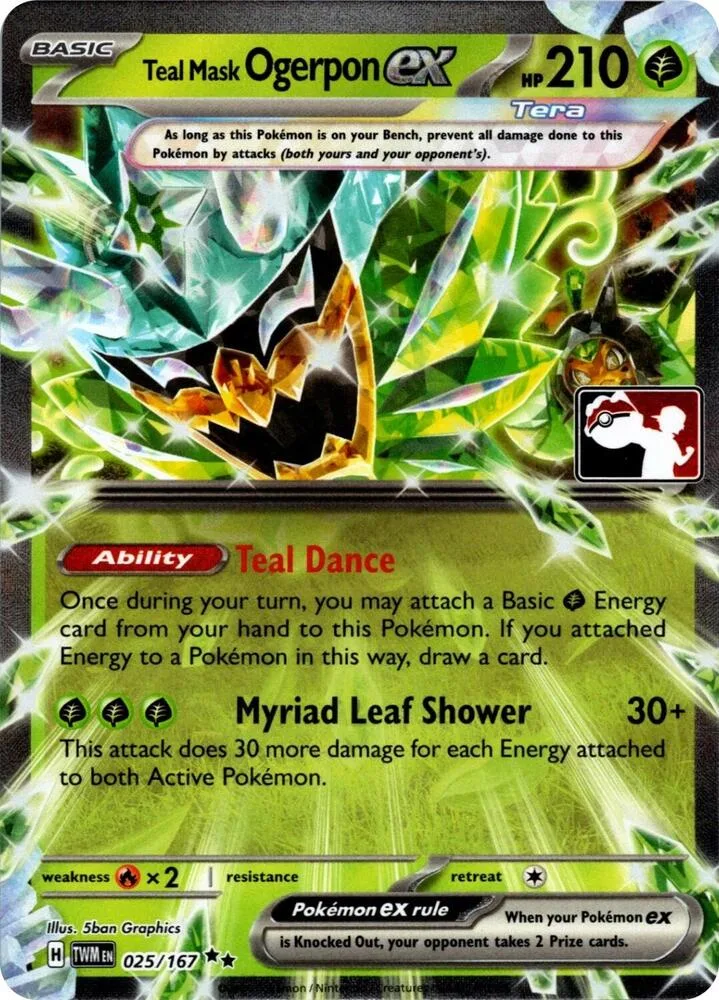 Teal Mask Ogerpon ex (Prize Pack Series 7) card front