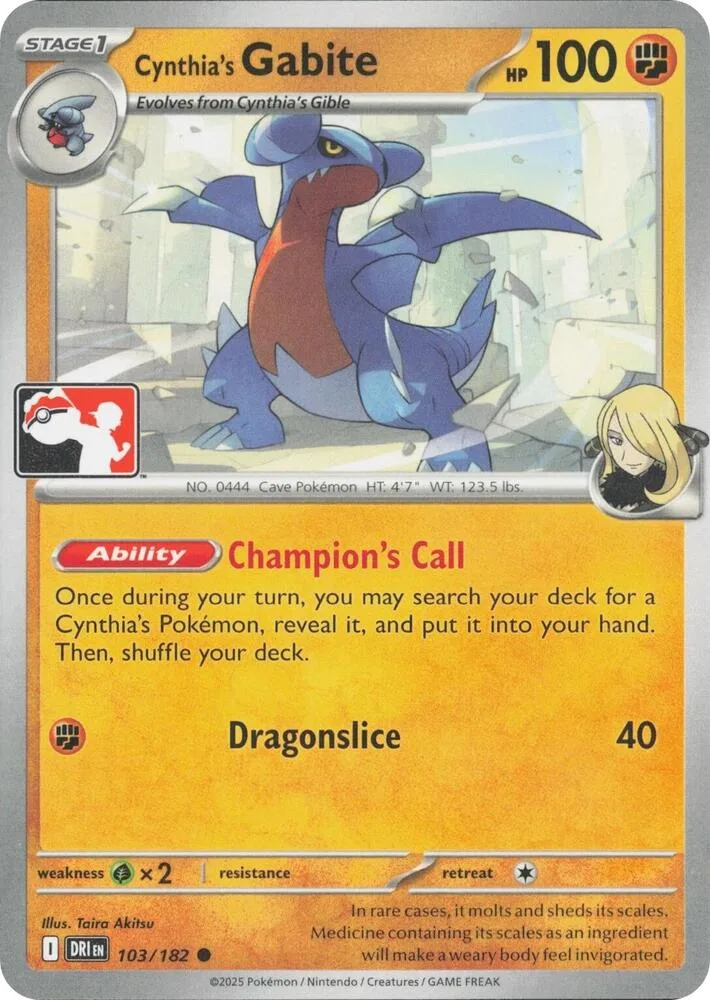 Cynthia's Gabite card front